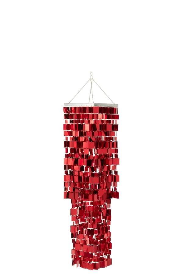 LAMP SHADE CHANDELIER SQUARE PVC RED MEDIUM