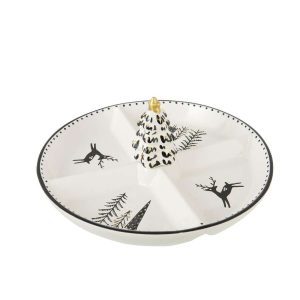 SERVING PLATE DOLOMITE WHITE/BLACK