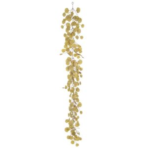 GARLAND LEAVES+GLITTERS POLYESTER GREEN