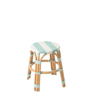 STOOL STRIPED RATTAN LIGHT BLUE/WHITE