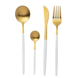 BOX CUTLERY A 24 PIECES STAINLESS STEEL MATT GOLD+ WHITE