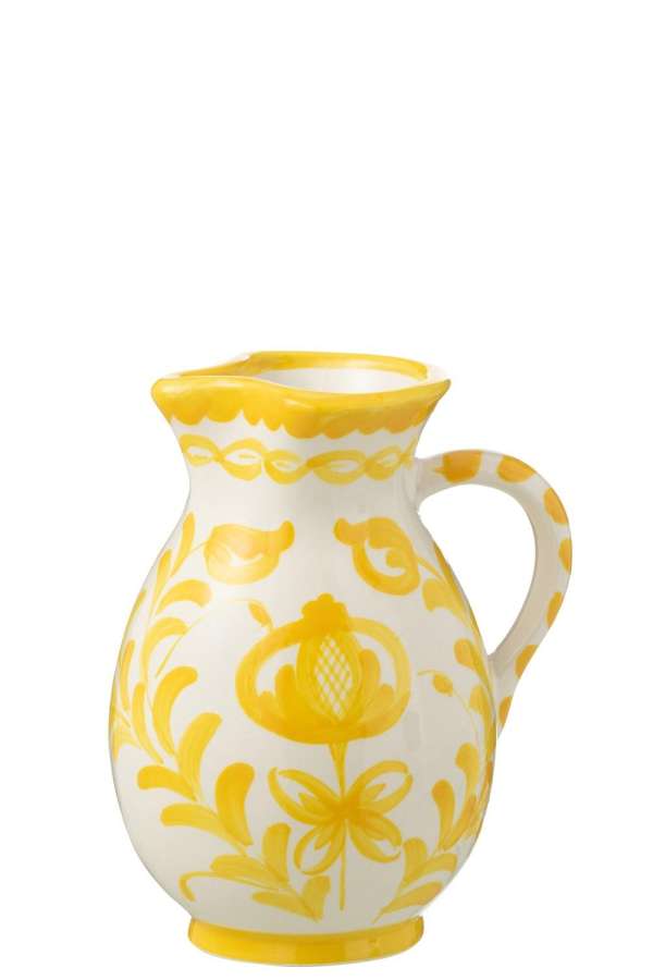 PITCHER GRANADA CERAMIC WHITE/YELLOW MEDIUM