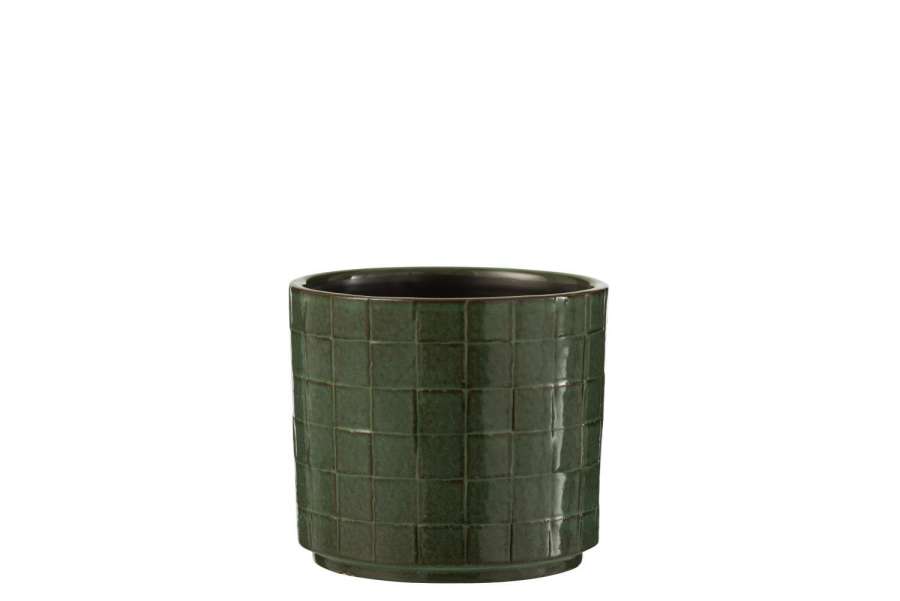 FLOWERPOT SQUARE CERAMIC GREEN MEDIUM