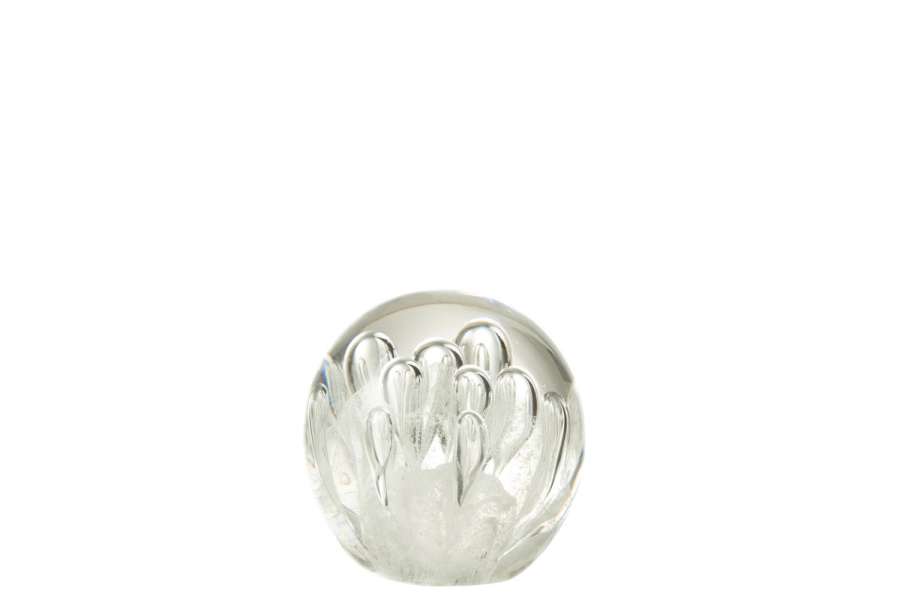 PAPERWEIGHT BUBBLES GLASS WHITE SMALL