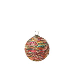 CHRISTMAS BAUBLE BEADS GLASS PINK/GOLD COLORED SMALL