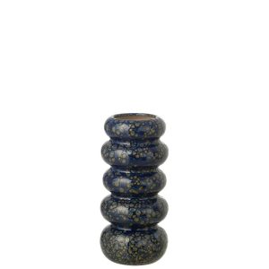 VASE RINGS DOTS PORCELAIN DARK BLUE SMALL