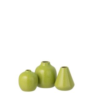 SET OF 3 VASE PORCELAIN GREEN