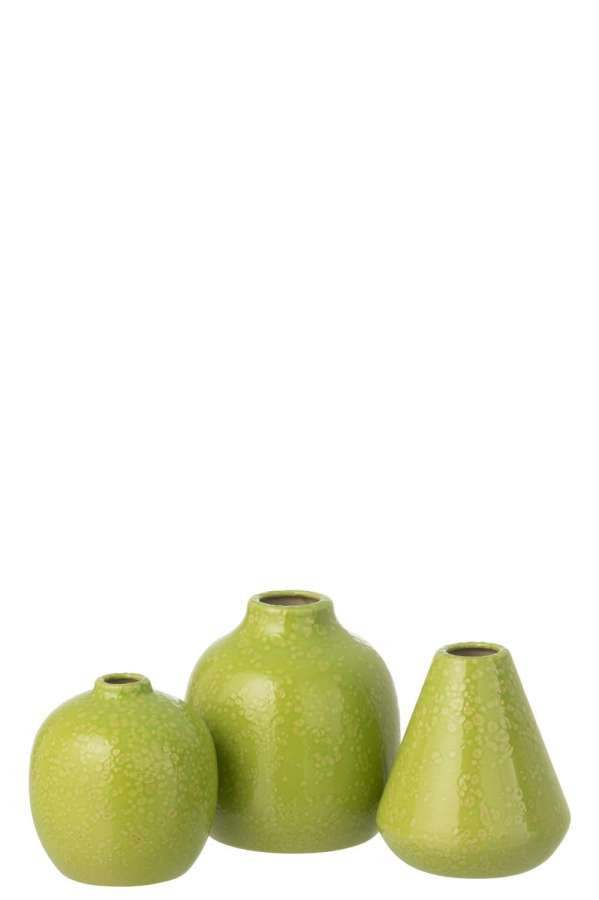 SET OF 3 VASE PORCELAIN GREEN