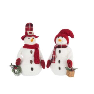 SNOWMAN BOY/GIRL POLYESTER WHITE/CHRISTMAS RED ASSORTMENT OF 2