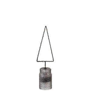 CHRISTMAS TREE+LED+BATTERY OPEN METAL BLACK SMALL