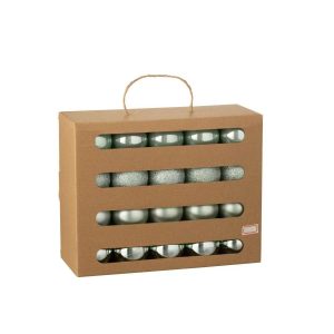 BOX OF 40 CHRISTMAS BAUBLE PLASTIC MINT GREEN