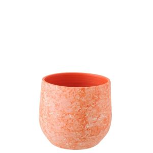 FLOWERPOT CERAMIC ORANGE/WHITE LARGE