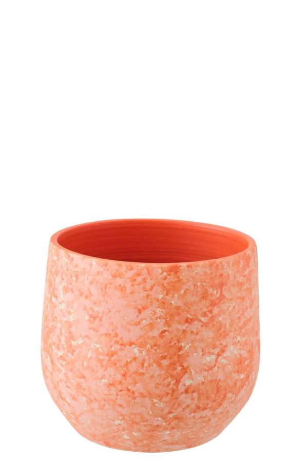 FLOWERPOT CERAMIC ORANGE/WHITE LARGE