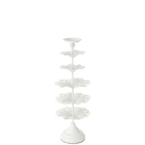 CANDLE HOLDER TREE METAL WHITE SMALL
