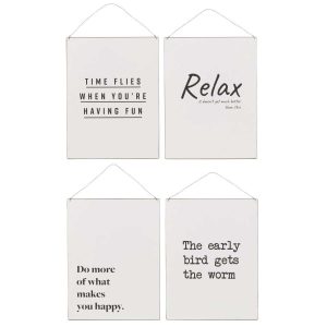 PLACARD FR/E TEX METAL WHITE/BLACK ASSORTMENT OF 4