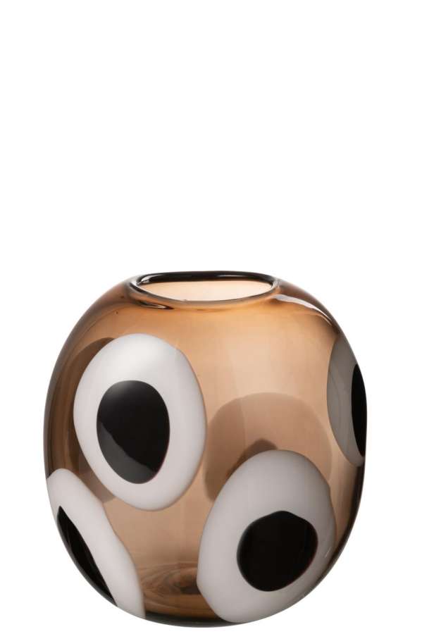 VASE IZZY GLASS WHITE/BROWN SMALL