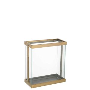 LANTERN RECTANGULAR ENMA  IRON/GLASS GOLD SMALL