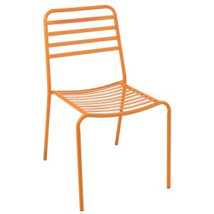 GARDEN CHAIR STRIPED METAL ORANGE