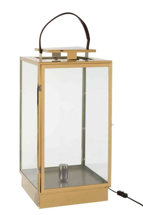LANTERN LAMP METAL/GLASS GOLD