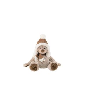 BEAR+HAT PLUSH POLYESTER BROWN SMALL