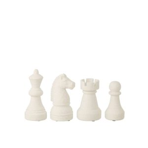 CHESS PIECE POLYRESIN WHITE SMALL ASSORTMENT OF 4