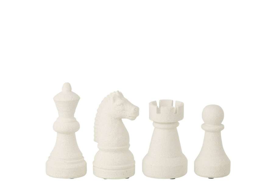 CHESS PIECE POLYRESIN WHITE SMALL ASSORTMENT OF 4