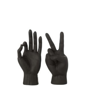 FIGURINE SIGN LANGUAGE POLYRESIN BLACK ASSORTMENT OF 2