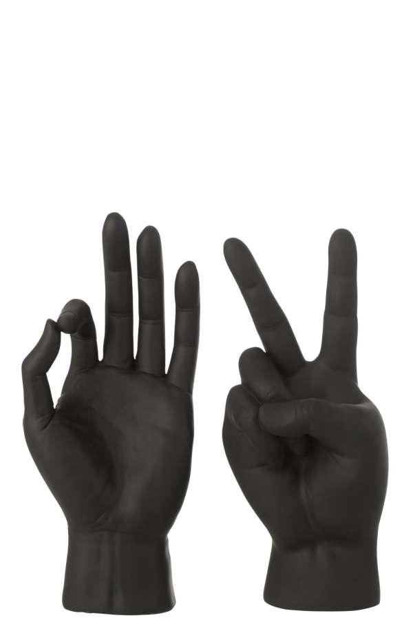 FIGURINE SIGN LANGUAGE POLYRESIN BLACK ASSORTMENT OF 2