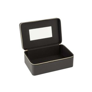 COSMETIC BOX RECTANGLE+MIRROR ARTIFICIAL LEATHER BLACK