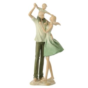 FAMILY 1 CHILD POLYRESIN GREEN/ECRU