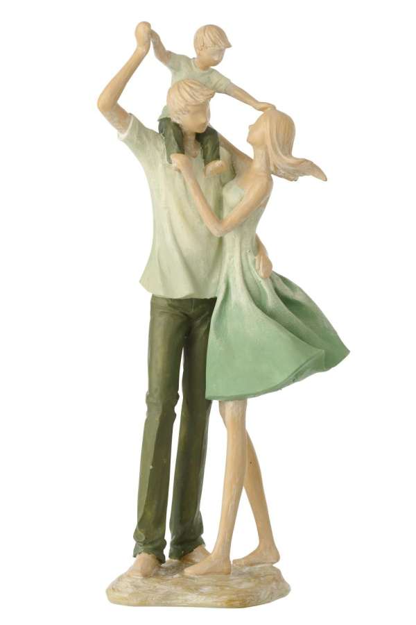 FAMILY 1 CHILD POLYRESIN GREEN/ECRU