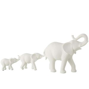 ELEPHANT ROW 3 POLYRESIN WHITE