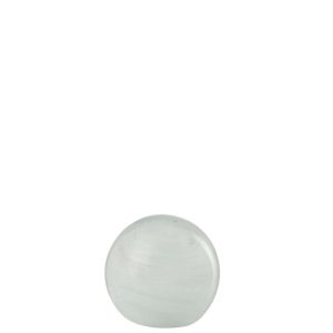 PAPERWEIGHT TWISTER ROUND GLASS WHITE SMALL