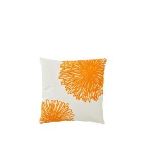 CUSHION FLOWERS COTTON WHITE/DARK ORANGE