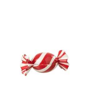 JAR DECORATIVE CANDY DOLOMITE CHRISTMAS RED/WHITE