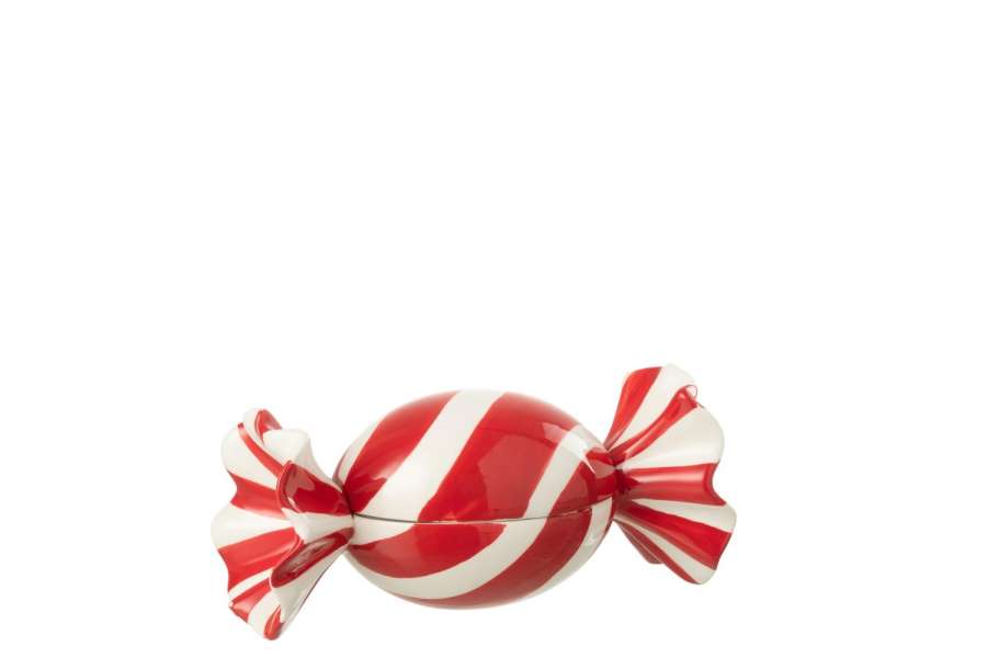 JAR DECORATIVE CANDY DOLOMITE CHRISTMAS RED/WHITE