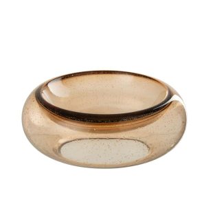 DECORATIVE BOWL CAROL GLASS CARAMEL LARGE