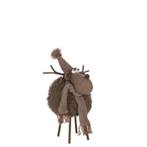 REINDEER HAT+SCARF POLYESTER BROWN LARGE