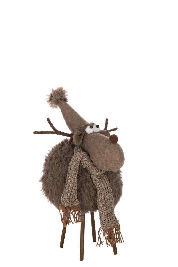 REINDEER HAT+SCARF POLYESTER BROWN LARGE