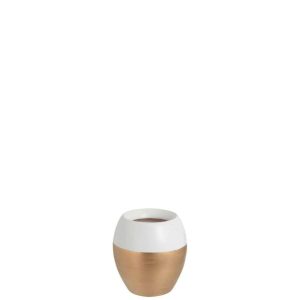 VASE BORDER TERRACOTTA WHITE/GOLD SMALL