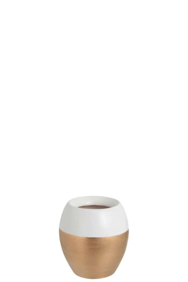 VASE BORDER TERRACOTTA WHITE/GOLD SMALL