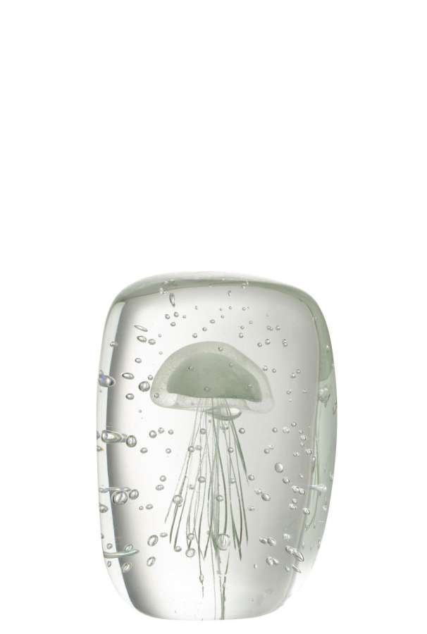 PAPERWEIGHT CALYPSO TRIANGLE GLASS TRANSPARENT/GREEN SMALL