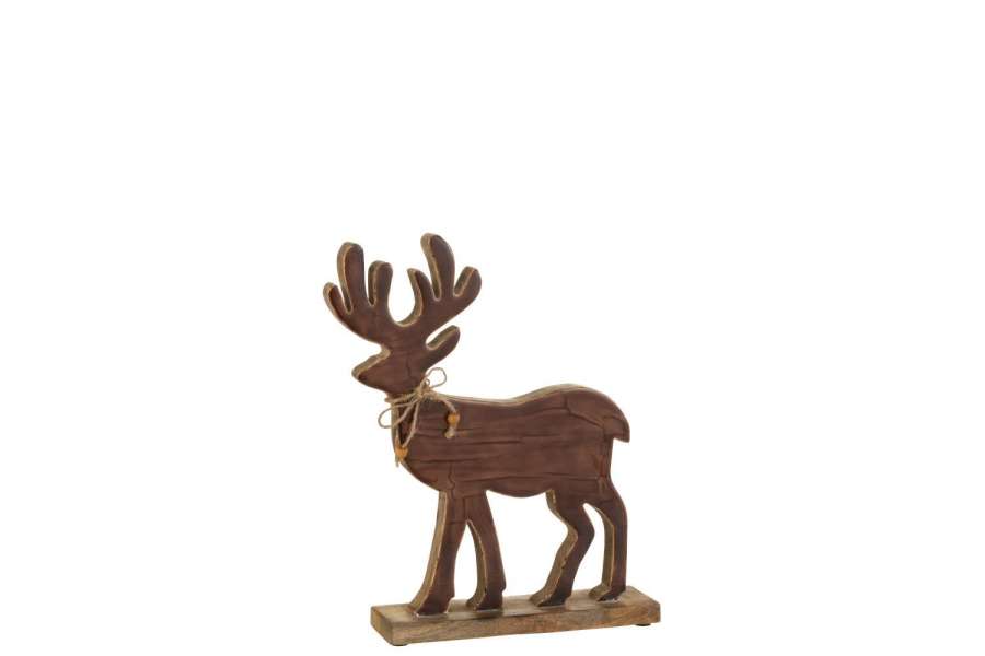 FIGURINE REINDEER WOOD BROWN MEDIUM