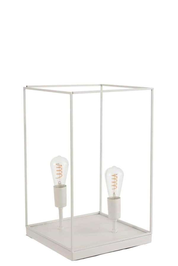 LAMP 2 LAMPS RECTANGULAR FRAME METAL WHITE LARGE