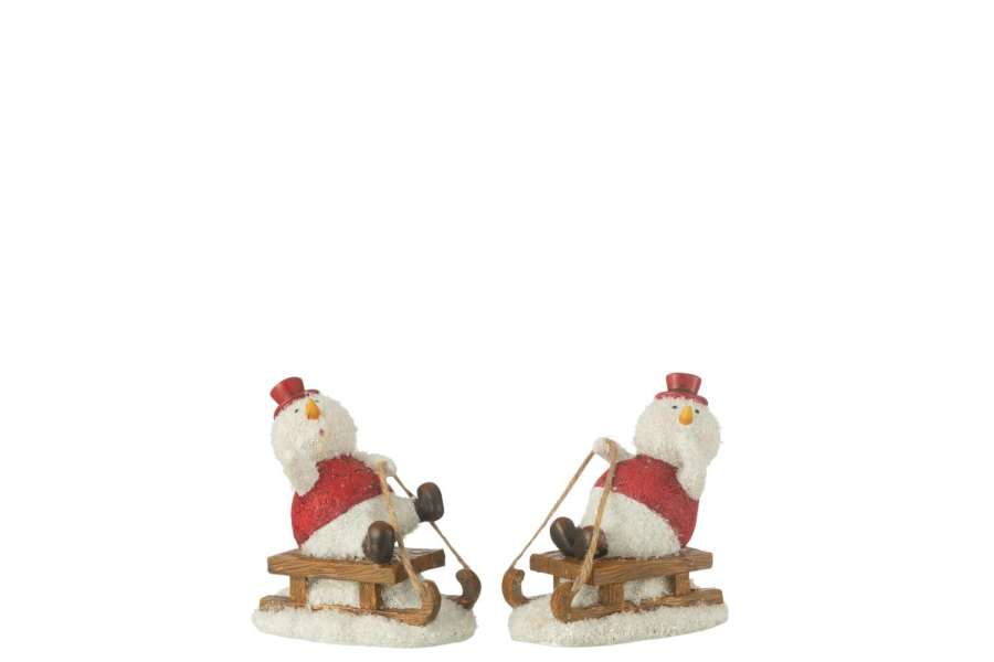 SNOWMAN SLED RESIN MIX SMALL ASSORTMENT OF 2