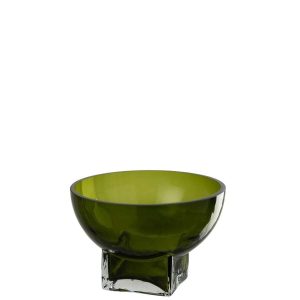 VASE CAROL GLASS OLIVE SMALL