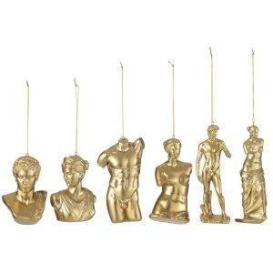 BOX OF 6 HANGER ROMAN STATUE RESIN GOLD