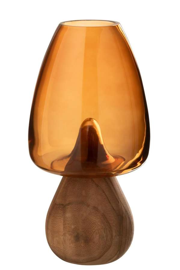 VASE MUSHROOM HIGH GLASS CARAMEL