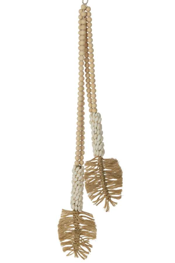 HANGER SHELLS+WOODEN BEADS TEXTILE NATURAL/WHITE