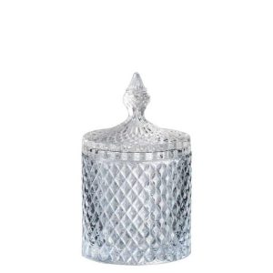 STORAGE JAR CUT CYLINDER GLASS TRANSPARENT LARGE